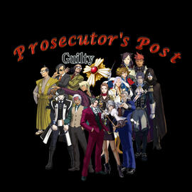 Ace Attorney's various Prosecutors standing in front of a black background